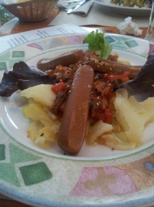 Ratatouille with vegan sausages